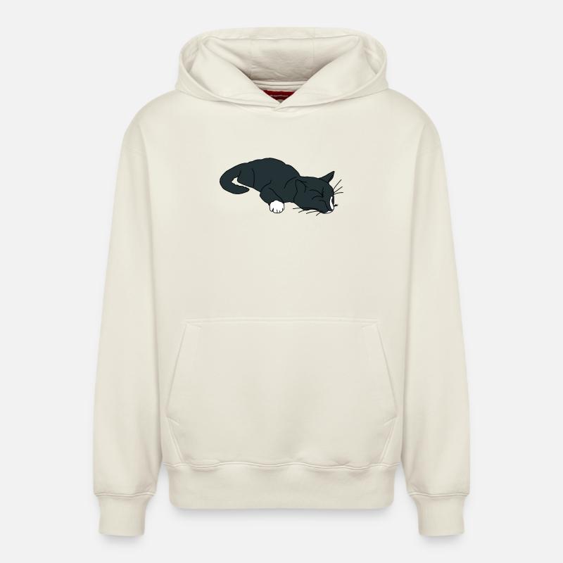 Chat endormi - Sweat à capuche unisexe décontracté en coton biologique – de SPREAD - blanc cassé