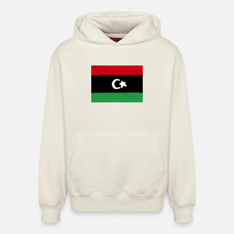 Drapeau de la Libye - Sweat à capuche unisexe décontracté en coton biologique – de SPREAD - blanc cassé