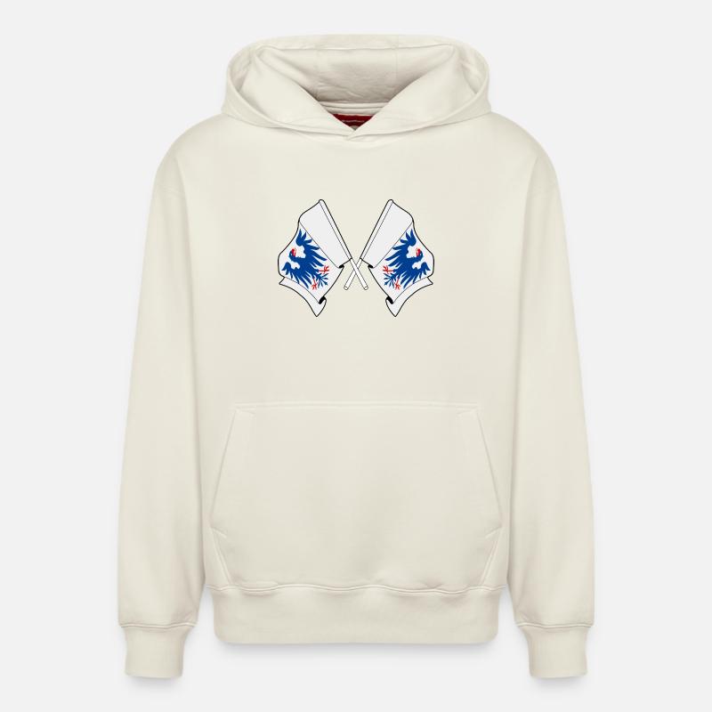 Drapeaux Värmland croisés – Suède - Sweat à capuche unisexe décontracté en coton biologique – de SPREAD - blanc cassé
