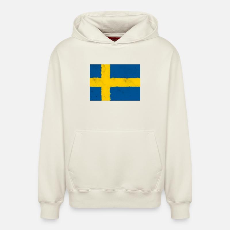 Drapeau de la Suède - Sweat à capuche unisexe décontracté en coton biologique – de SPREAD - blanc cassé