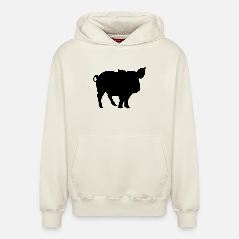 Silhouette de cochon mignon - Sweat à capuche unisexe décontracté en coton biologique – de SPREAD - blanc cassé