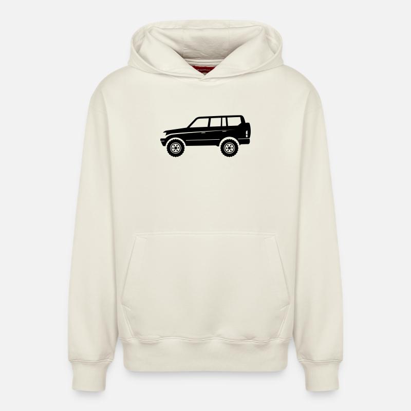 VUS d’aventure tout-terrain - Sweat à capuche unisexe décontracté en coton biologique – de SPREAD - blanc cassé