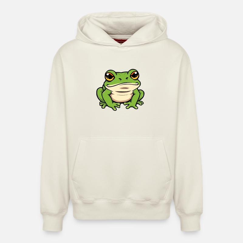Grenouille - Sweat à capuche unisexe décontracté en coton biologique – de SPREAD - blanc cassé