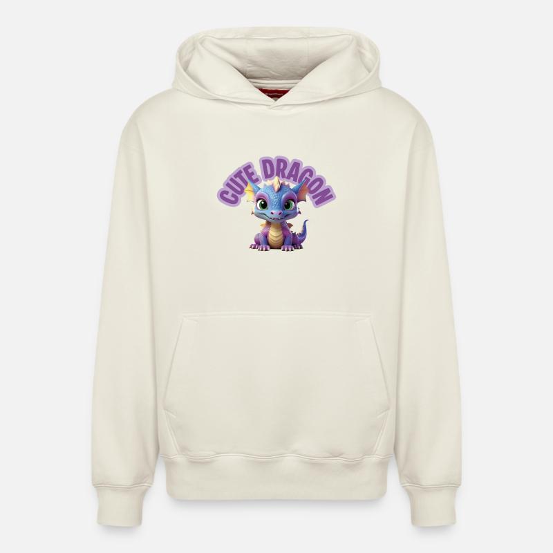 Dragon mignon - Sweat à capuche unisexe décontracté en coton biologique – de SPREAD - blanc cassé