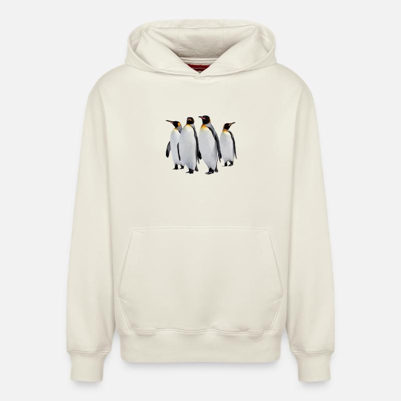 Pingouins - Sweat à capuche unisexe décontracté en coton biologique – de SPREAD - blanc cassé