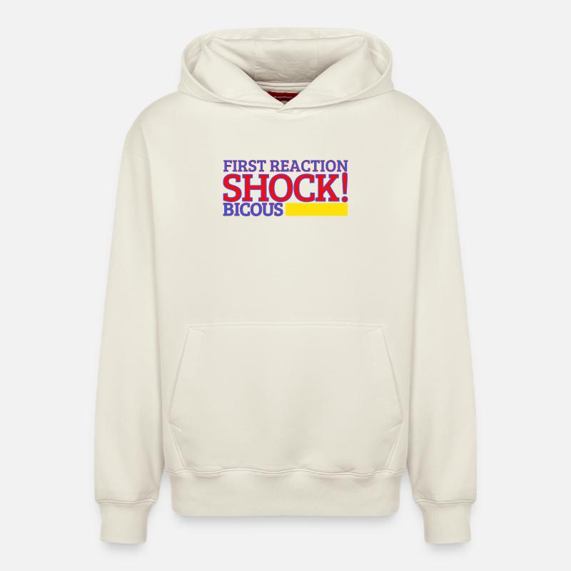 choc de première réaction - Sweat à capuche unisexe décontracté en coton biologique – de SPREAD - blanc cassé