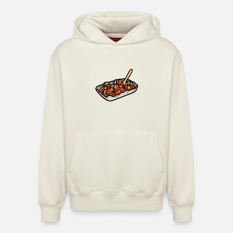 Berlin Currywurst Bratwurst Wurst Curry Grill - Sweat à capuche unisexe décontracté en coton biologique – de SPREAD - blanc cassé