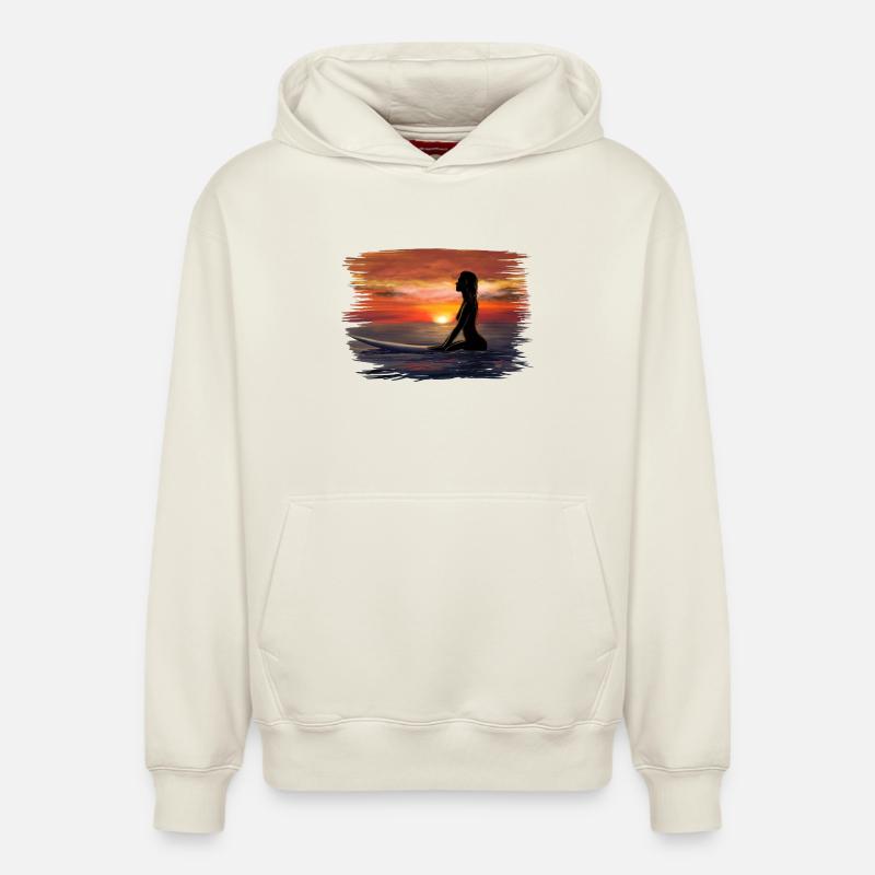 Surfeur - Sweat à capuche unisexe décontracté en coton biologique – de SPREAD - blanc cassé