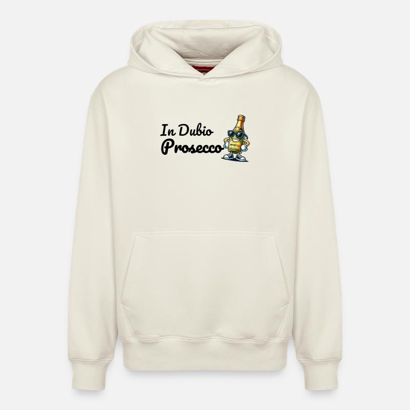 Dans le Prosecco de Dubio - Sweat à capuche unisexe décontracté en coton biologique – de SPREAD - blanc cassé