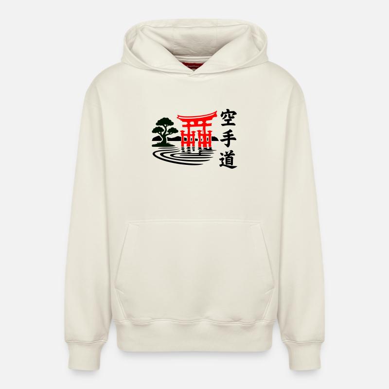 Karaté Nature - Sweat à capuche unisexe décontracté en coton biologique – de SPREAD - blanc cassé
