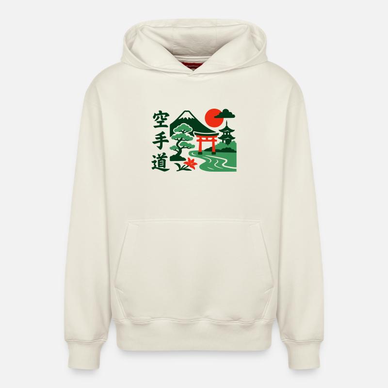 Karaté Nature - Sweat à capuche unisexe décontracté en coton biologique – de SPREAD - blanc cassé