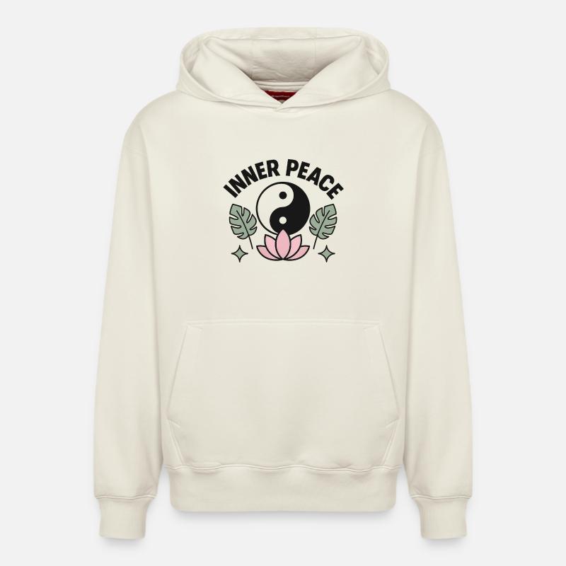 Paix intérieure - Sweat à capuche unisexe décontracté en coton biologique – de SPREAD - blanc cassé