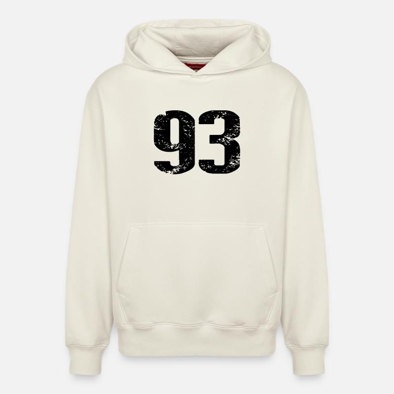 Maillot numéro 93 - Sweat à capuche unisexe décontracté en coton biologique – de SPREAD - blanc cassé