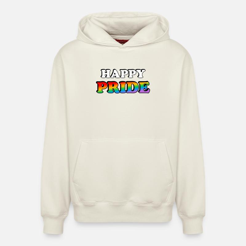 Pride Regenbogen Textdesign - Relaxed Unisex Organic Hoodie – von SPREAD - Naturweiß