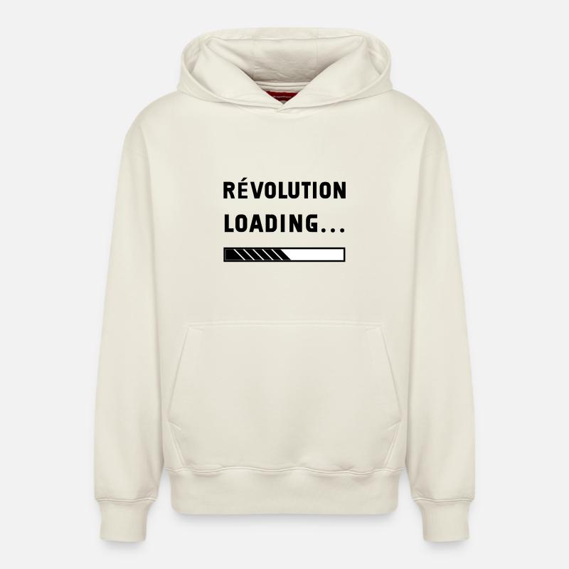 revolution loading - Sweat à capuche unisexe décontracté en coton biologique – de SPREAD - blanc cassé