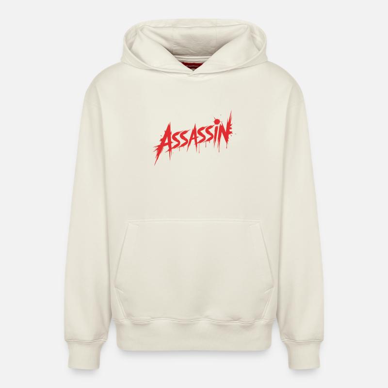 Assassin - Conception de sang tueur - Sweat à capuche unisexe décontracté en coton biologique – de SPREAD - blanc cassé