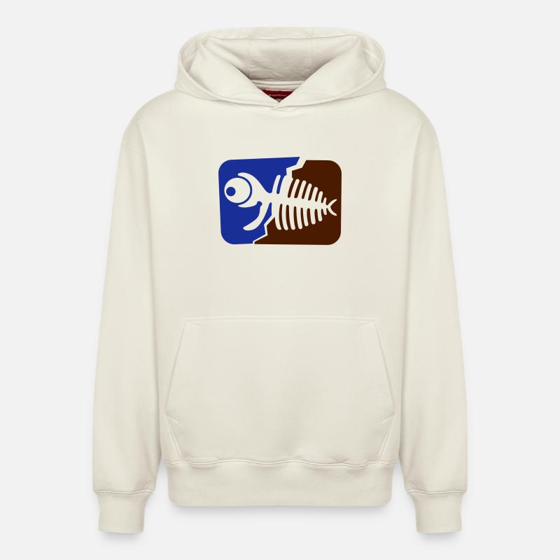 Fossile de poisson - Sweat à capuche unisexe décontracté en coton biologique – de SPREAD - blanc cassé