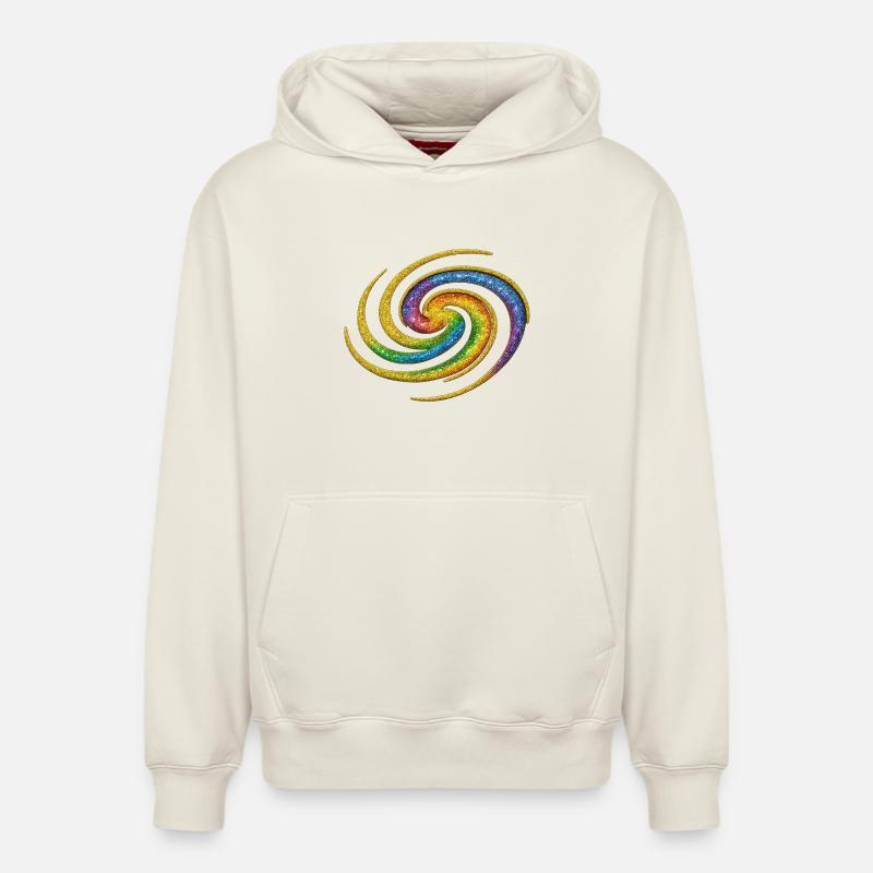 Spirale arc-en-ciel galactique - Sweat à capuche unisexe décontracté en coton biologique – de SPREAD - blanc cassé