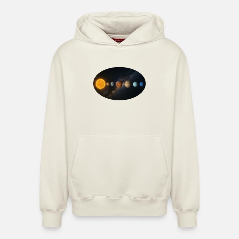 Soleil - Système solaire - Planètes - Sweat à capuche unisexe décontracté en coton biologique – de SPREAD - blanc cassé