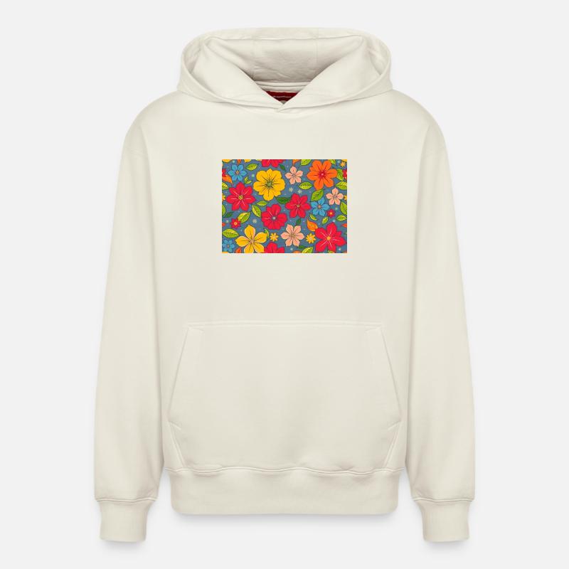Blumenmuster im Boho-Design - Relaxed Unisex Organic Hoodie – von SPREAD - Naturweiß