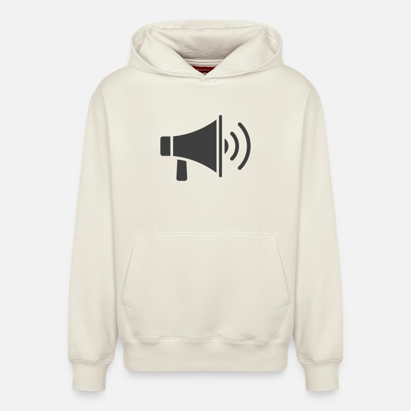 Conception d’icône de mégaphone - Sweat à capuche unisexe décontracté en coton biologique – de SPREAD - blanc cassé