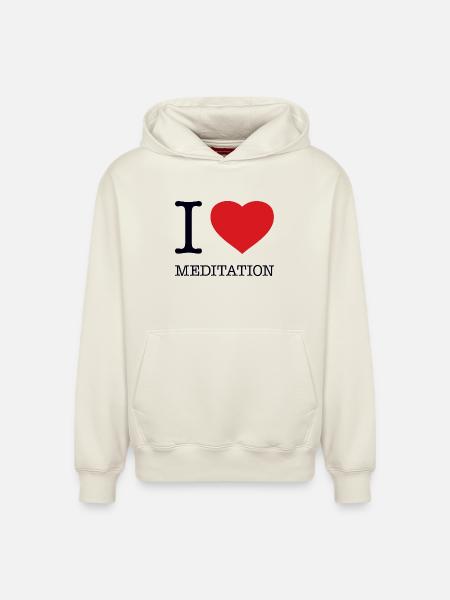 J'aime la méditation - Sweat à capuche unisexe décontracté en coton biologique – de SPREAD - blanc cassé