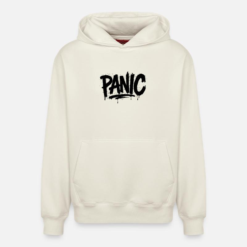 Police expressive graffiti « Panic » - Sweat à capuche unisexe décontracté en coton biologique – de SPREAD - blanc cassé