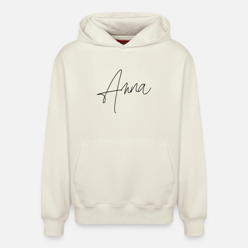 Anna / Conception de l’écriture manuscrite - Sweat à capuche unisexe décontracté en coton biologique – de SPREAD - blanc cassé