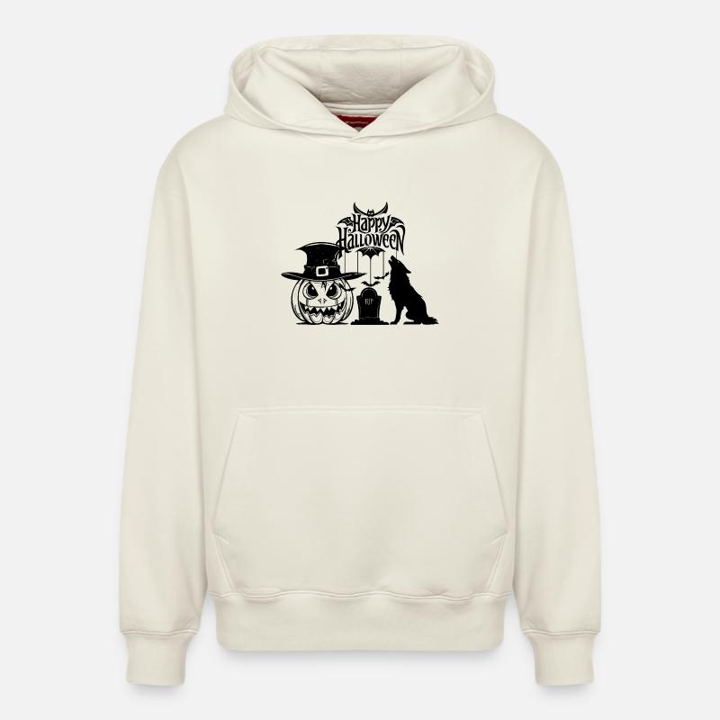 HALLOWEEN - Sweat à capuche unisexe décontracté en coton biologique – de SPREAD - blanc cassé