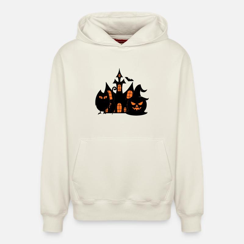 PUMPKIN_VS_OWL - Sweat à capuche unisexe décontracté en coton biologique – de SPREAD - blanc cassé