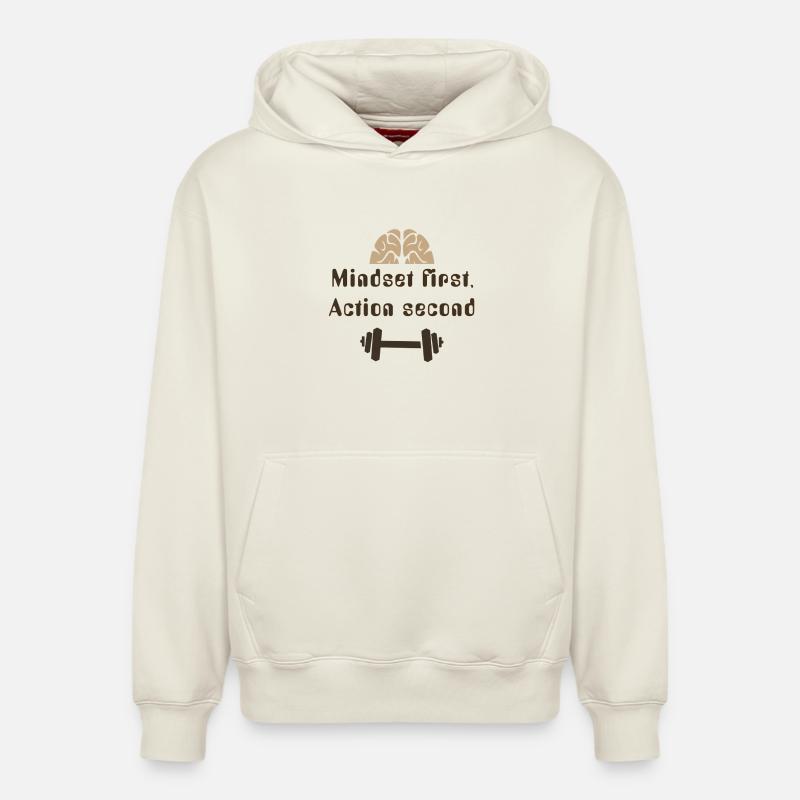 MIndsetFirstActionSecond_20250924 - Sweat à capuche unisexe décontracté en coton biologique – de SPREAD - blanc cassé