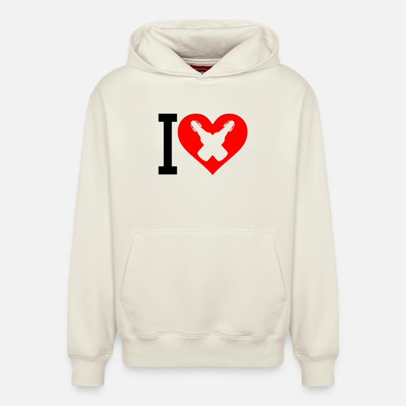 J’adore la bière - Sweat à capuche unisexe décontracté en coton biologique – de SPREAD - blanc cassé