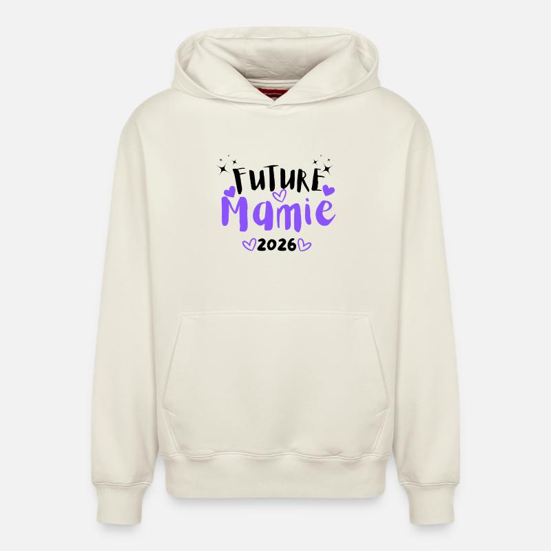 Future Mamie 2026 - Sweat à capuche unisexe décontracté en coton biologique – de SPREAD - blanc cassé