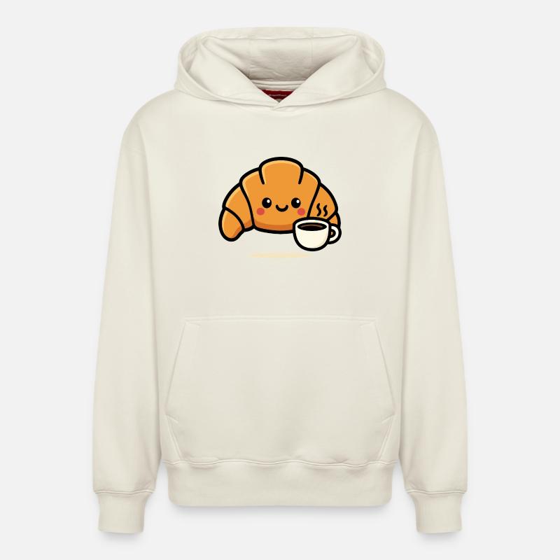 Croissant Café Mignon - Sweat à capuche unisexe décontracté en coton biologique – de SPREAD - blanc cassé