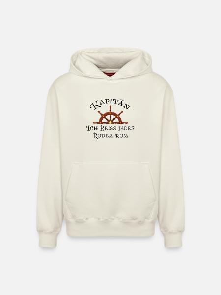 Captain – I'm tearing every rudder around - Relaxed Unisex Organic Hoodie – by SPREAD - off white