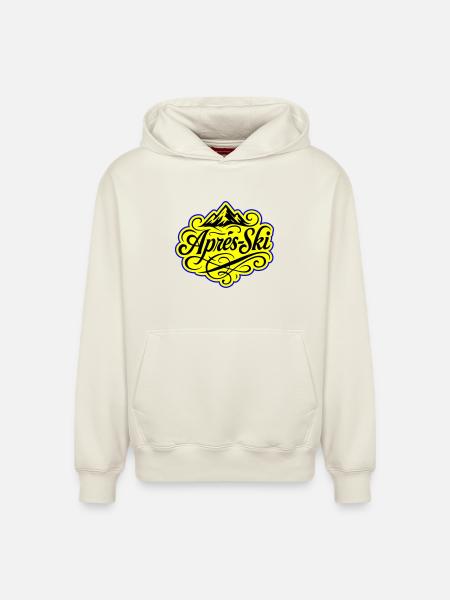 Après-ski Mountains Alps - Relaxed Unisex Organic Hoodie – by SPREAD - off white