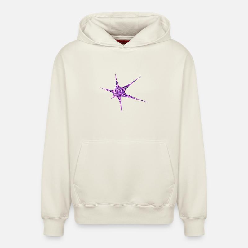 Paillettes violettes Starburst Sparkle - Sweat à capuche unisexe décontracté en coton biologique – de SPREAD - blanc cassé