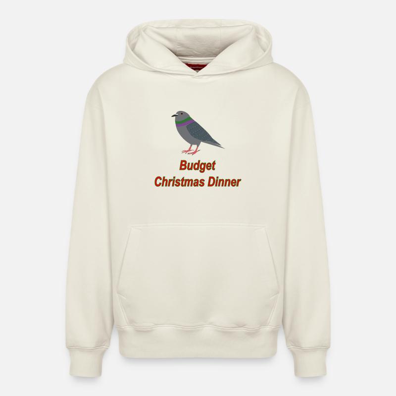Dîner de Noël Pigeon Budget - Sweat à capuche unisexe décontracté en coton biologique – de SPREAD - blanc cassé