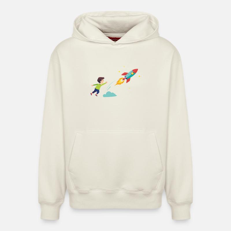 Kid Rocket Launch Abenteuer - Relaxed Unisex Organic Hoodie – von SPREAD - Naturweiß
