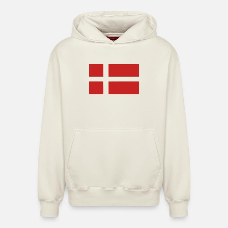 Drapeau du Danemark - Sweat à capuche unisexe décontracté en coton biologique – de SPREAD - blanc cassé