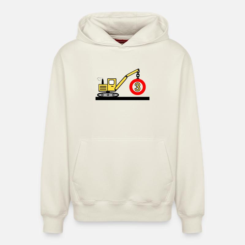 Excavatrice - Sweat à capuche unisexe décontracté en coton biologique – de SPREAD - blanc cassé