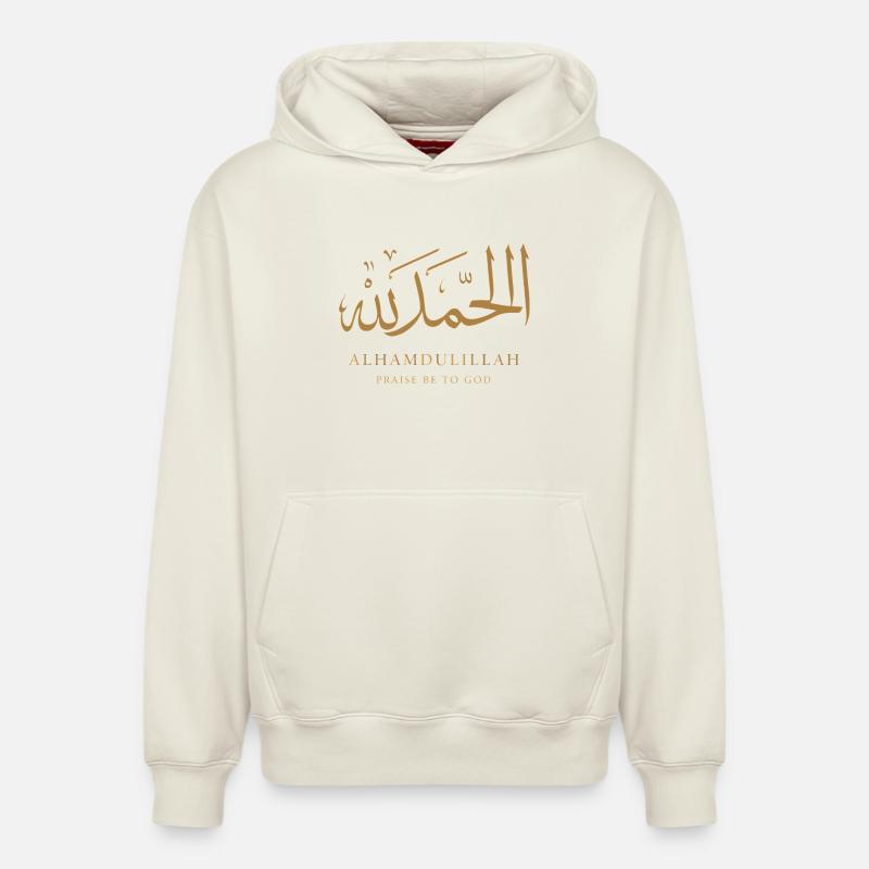 Lettrage Alhamdulillah - Sweat à capuche unisexe décontracté en coton biologique – de SPREAD - blanc cassé