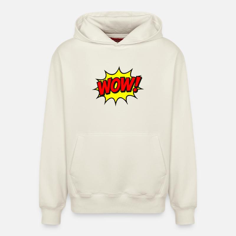 Wow Explosion Pop Art - Sweat à capuche unisexe décontracté en coton biologique – de SPREAD - blanc cassé