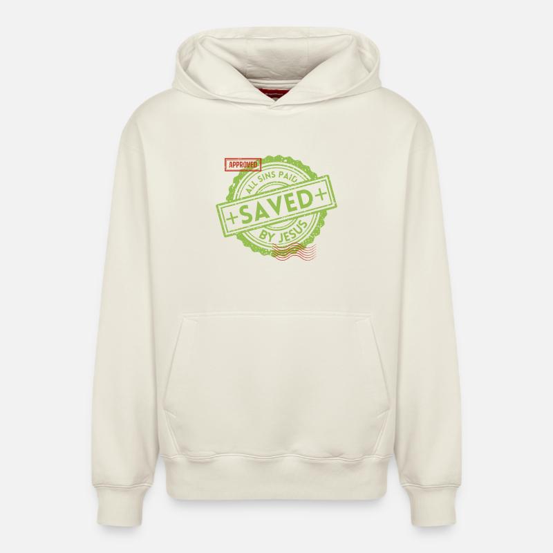 SAVED_Green_1 - Sweat à capuche unisexe décontracté en coton biologique – de SPREAD - blanc cassé