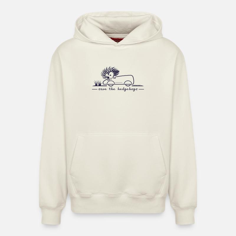 stoppt_das_Igel_toeten_001 - Sweat à capuche unisexe décontracté en coton biologique – de SPREAD - blanc cassé