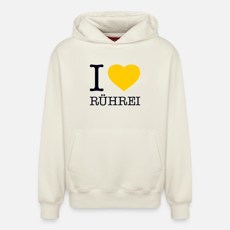 J'adore les œufs brouillés - Sweat à capuche unisexe décontracté en coton biologique – de SPREAD - blanc cassé
