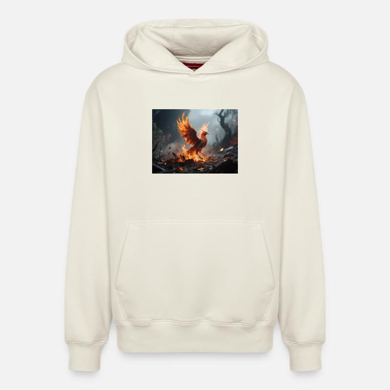 Feu Phénix Rise - Sweat à capuche unisexe décontracté en coton biologique – de SPREAD - blanc cassé
