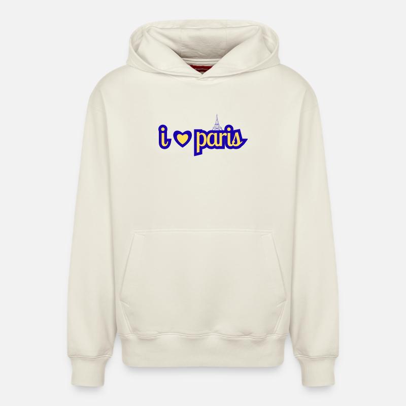 J’adore Paris - Sweat à capuche unisexe décontracté en coton biologique – de SPREAD - blanc cassé