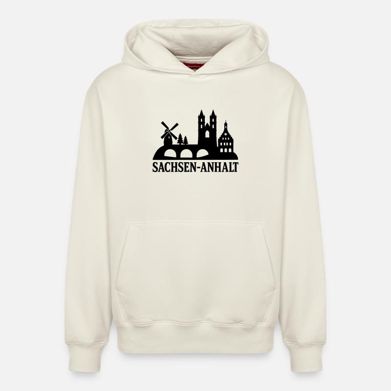 Saxe-Anhalt État Silhouette - Sweat à capuche unisexe décontracté en coton biologique – de SPREAD - blanc cassé