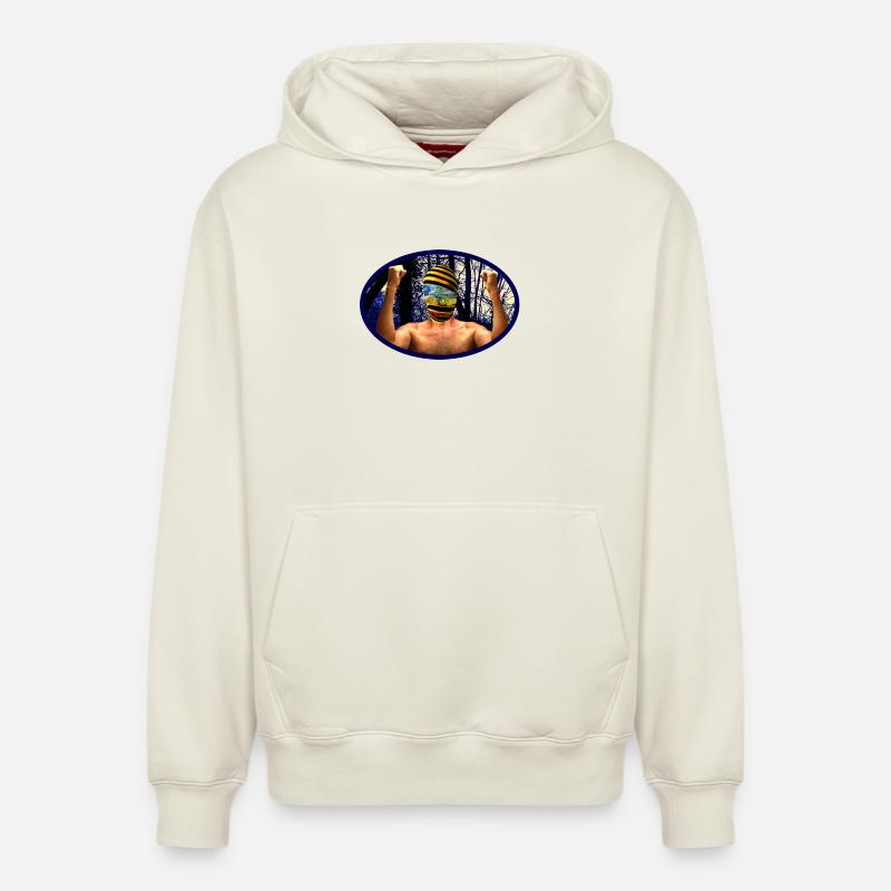 Waldgeist Maskenkrieger - Sweat à capuche unisexe décontracté en coton biologique – de SPREAD - blanc cassé